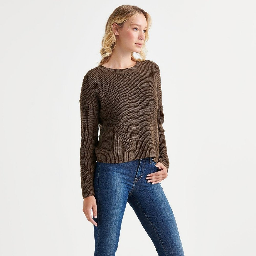 Lucky Brand Brown Back Lace Pullover Sweater Size XL